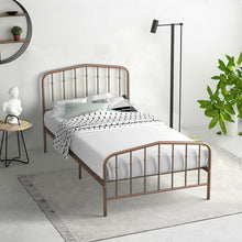 Load image into Gallery viewer, Twin Size Metal Bed Frame with Headboard & Footboard-Brown