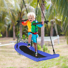 Load image into Gallery viewer, Saucer Tree Swing Surf Kids Outdoor Adjustable Oval Platform Set w/Handle-Blue