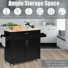Load image into Gallery viewer, Rolling Kitchen Island Cart with Towel and Spice Rack-Black