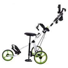 Load image into Gallery viewer, Foldable 3 Wheels Push Pull Golf Trolley with Scoreboard Bag