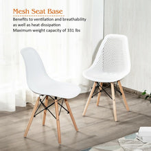 Load image into Gallery viewer, 4 Pcs Modern Plastic Hollow Chair Set with Wood Leg-White