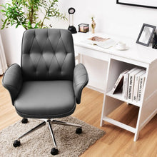 Load image into Gallery viewer, Modern Home Office Leisure Chair PU Leather Adjustable Swivel with Armrest-Gray