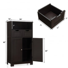 Load image into Gallery viewer, Bathroom Wooden Side Cabinet with 2 Drawers and 2 Doors-Coffee