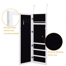 Load image into Gallery viewer, Wall Door Mounted Magnetic Mirrored Jewelry Cabinet-White