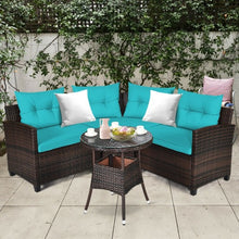 Load image into Gallery viewer, 4Pcs Outdoor Cushioned Rattan Furniture Set-Turquoise