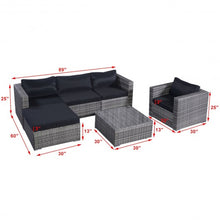Load image into Gallery viewer, 6 pcs Gray Wicker Rattan Seat Cushioned Set