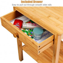 Load image into Gallery viewer, Multipurpose Bamboo End Table with Drawer & Storage Shelf for Living Room-NA