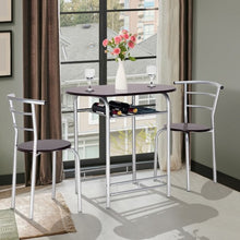 Load image into Gallery viewer, 3 Pcs Home Bistro Table and 2 Chairs Dining Set-Coffee