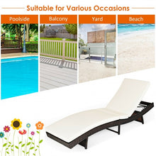 Load image into Gallery viewer, Patio Folding Adjustable Rattan Chaise Lounge Chair with Cushion-White