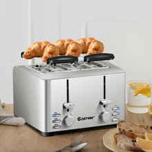 Load image into Gallery viewer, Extra-Wide Slot Stainless Steel 4 Slice Toaster