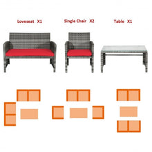 Load image into Gallery viewer, 4PCS Patio Rattan Furniture Set-Red