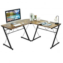 Load image into Gallery viewer, 59" L-Shaped Corner Desk Computer Table for Home Office Study Workstation-Brown