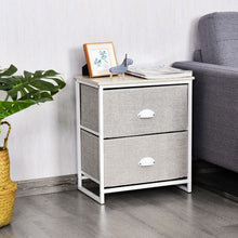 Load image into Gallery viewer, Metal Frame Nightstand Side Table Storage with 2 Drawers-Gray