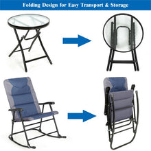 Load image into Gallery viewer, 3 pcs Outdoor Folding Rocking Chair Table Set-Blue
