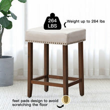 Load image into Gallery viewer, Set of 2 Nailhead Saddle Bar Stools 24" Height