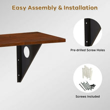 Load image into Gallery viewer, 40'' x 14'' Wall-Mounted Desk Rubber Wood Dining Table with Sturdy Steel Bracket