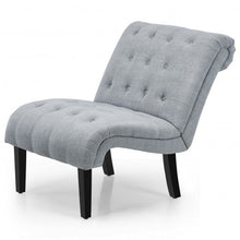 Load image into Gallery viewer, Upholstered Tufted Lounge Chair with Wood Leg-Light Gray