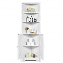 Load image into Gallery viewer, Free Standing Tall Bathroom Corner Storage Cabinet with 3 Shelves-White