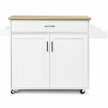 Load image into Gallery viewer, Rolling Kitchen Island Cart with Towel and Spice Rack-White