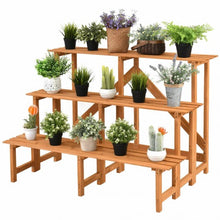 Load image into Gallery viewer, 3-Tier Wide Wood Flower Pot Step Ladder Plant Stand