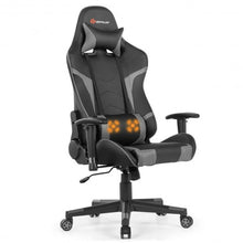 Load image into Gallery viewer, Reclining Swive Massage Gaming Chair-Gray