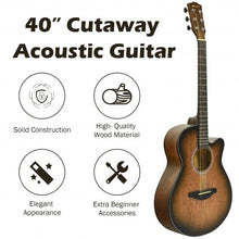 Load image into Gallery viewer, 40" Full Size Cutaway Acoustic Guitar Starter Guitarra Bundle Kit -Coffee