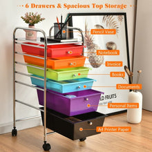 Load image into Gallery viewer, 6 Drawers Rolling Storage Cart Organizer-Multicolor