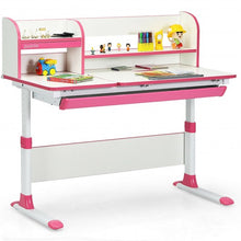 Load image into Gallery viewer, Adjustable Height Study Desk with Drawer and Tilted Desktop for School and Home-Pink