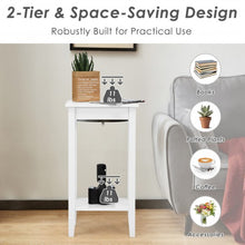 Load image into Gallery viewer, 2-Tier Nightstand End Side Wooden Legs Table for Bedroom-White