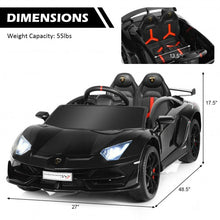Load image into Gallery viewer, 12 V Licensed Lamborghini SVJ RC Kids Ride On Car with Trunk and Music-Black