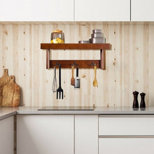 Load image into Gallery viewer, Entryway Hanging Wood Coat Rack with 3 Double Hooks-Brown