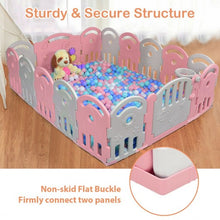 Load image into Gallery viewer, 16-Panel Baby Playpen with Music Box & Basketball Hoop-Pink