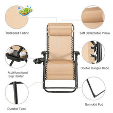 Load image into Gallery viewer, Oversize Lounge Chair Patio Heavy Duty Folding Recliner-Beige