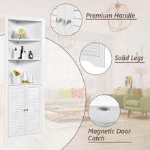 Load image into Gallery viewer, Free Standing Tall Bathroom Corner Storage Cabinet with 3 Shelves-White