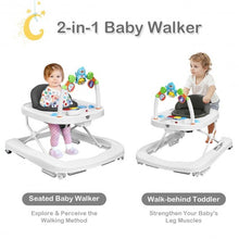 Load image into Gallery viewer, 2-in-1 Foldable Baby Walker with Adjustable Heights-Black