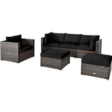 Load image into Gallery viewer, 6 Pcs Patio Rattan Furniture Set with Sectional Cushion-Black