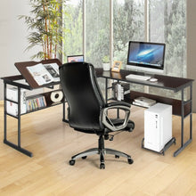 Load image into Gallery viewer, L-Shaped Computer Desk with Tiltable Tabletop-Brown