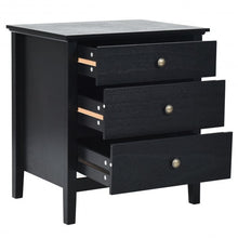 Load image into Gallery viewer, Nightstand Beside End Side Table Organizer with 3 Drawers-Black