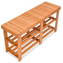 Load image into Gallery viewer, Entryway Bamboo Shoe Storage Rack Bench