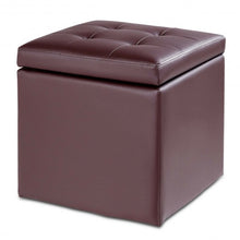 Load image into Gallery viewer, 16" Storage Box Ottoman Square Seat Foot Stool-Coffee