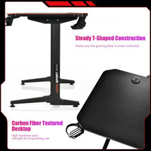 Load image into Gallery viewer, 55" T-Shaped Gaming Desk with Full Desk Mouse Pad and Gaming Handle Rack