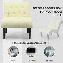 Load image into Gallery viewer, Upholstered Tufted Lounge Chair with Wood Leg-Beige