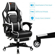 Load image into Gallery viewer, Massage Gaming Chair with Footrest and Lumbar Support-White