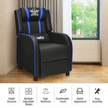 Load image into Gallery viewer, Massage Racing Gaming Single Recliner Chair-Blue