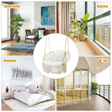 Load image into Gallery viewer, Hanging Macrame Hammock Chair with Handwoven Cotton Backrest-Natural