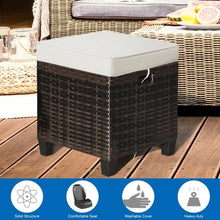 Load image into Gallery viewer, 2 Pcs Patio Rattan Ottoman Cushioned Seat Foot Rest