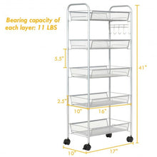 Load image into Gallery viewer, 5 Tier Mesh Rolling File Utility Cart Storage Basket-Gray