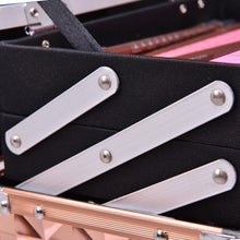 Load image into Gallery viewer, Beauty Cosmetic Makeup Case with Mirror & Extendable Trays-Golden