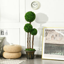 Load image into Gallery viewer, 4' Artificial UV Resistant Topiary Triple Ball Tree Plant