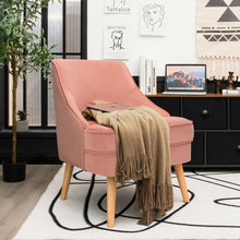 Load image into Gallery viewer, Velvet Upholstered Accent Chair with Rubber Wood Legs-Pink